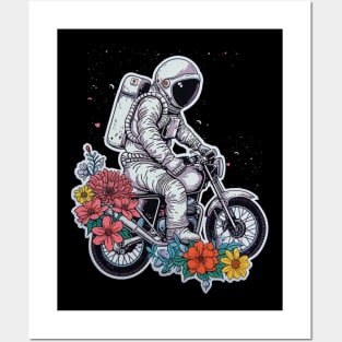 astronauts riding a motobike Posters and Art